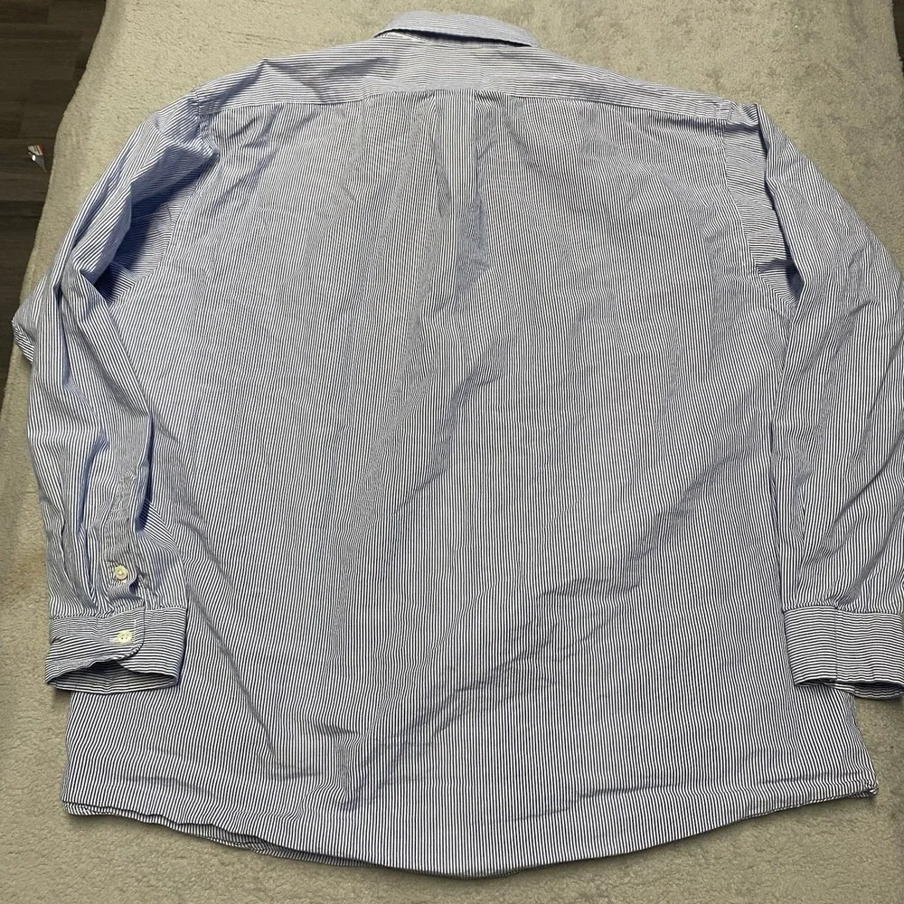 Polo Jeans Ralph Lauren Shirt Mens Large Blue‎ Striped Button Up Flag Logo Y2K